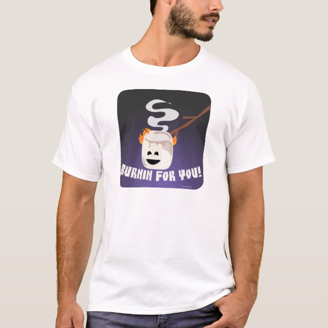 Marshmallow Burnin für Sie Cartoon Spaß T-Shirt (Vorderseite)