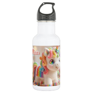 Marshmallow Einhorn und Pastell Süßigkeiten Traum Edelstahlflasche