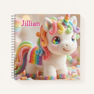 Marshmallow-Einhorn und Pastell-Süßigkeiten-Traum Notizbuch