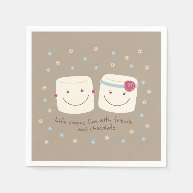 Marshmallow Freunde und Schokolade Napkins Serviette (Vorderseite)