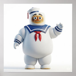 Marshmallow Monster Sailor Design Poster
