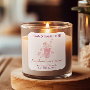 Marshmallow-Saison Etiketten für rosa Kerzen Quadratischer Aufkleber