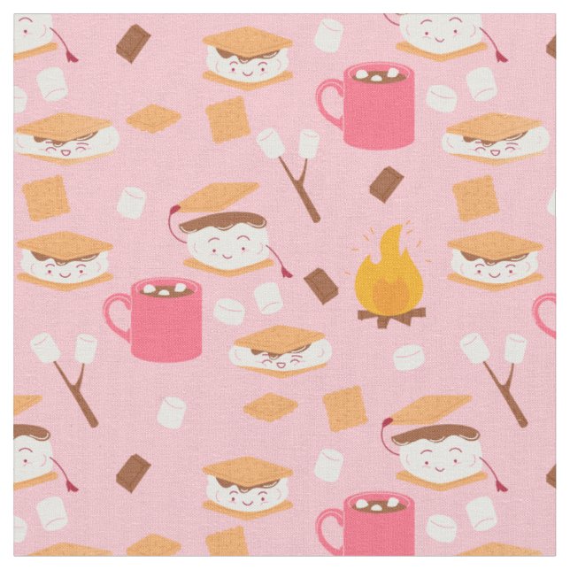 Marshmallow Schokoladenraucher vom Campfire rosa Stoff (Nahaufnahme)