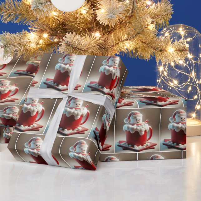 Marshmallow Snowman in heißer Schokolade Geschenkpapier (Feiertage)