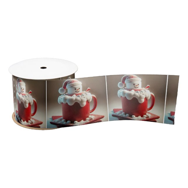 Marshmallow Snowman in heißer Schokolade Satinband (Spule)