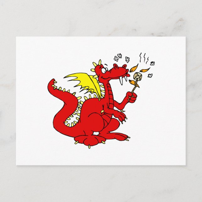 Marshmallow Toasting Dragon Postkarte (Vorderseite)
