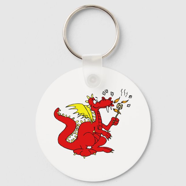 Marshmallow Toasting Dragon Schlüsselanhänger (Vorderseite)