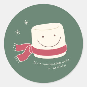 Marshmallow World Weihnachtskleber Runder Aufkleber