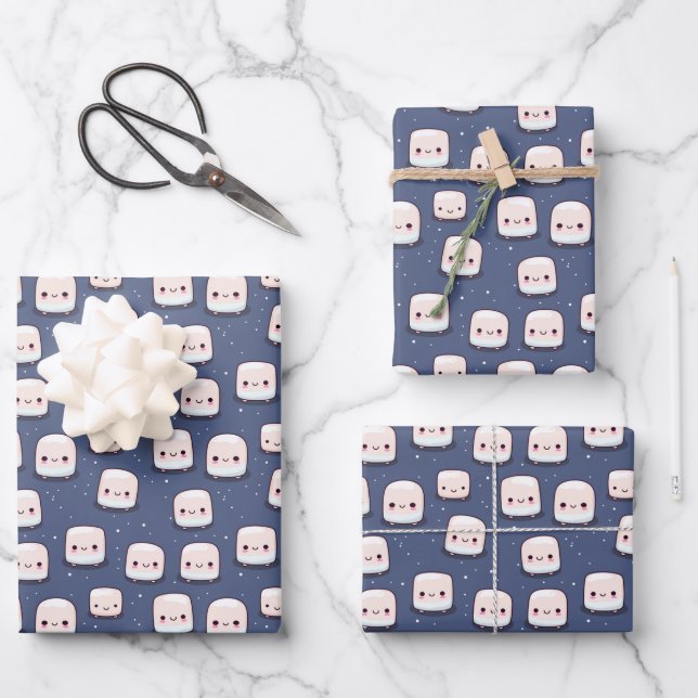 Marshmallow Wrapping Paper Geschenkpapier Set (Vorderseite)