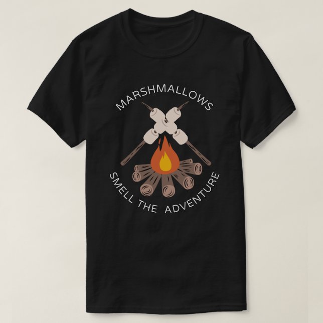 Marshmallows auf Campfire T-Shirt (Design vorne)