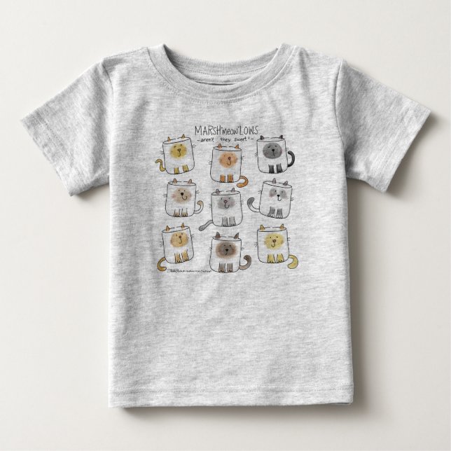 MARSHmeowLOWS Whimsical Wordplay Cat Marshmallows Baby T-shirt (Vorderseite)