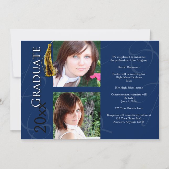 Marteau de graduation en Faire-part bleue (Devant)