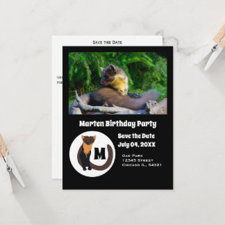 Marten Birthday Party Foto Monogram Einladung