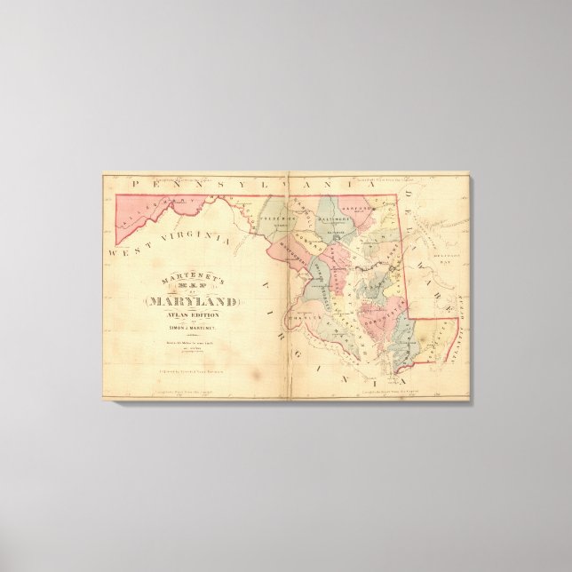 Martenets Karte von Maryland, Atlas Edition Leinwanddruck (Vorderseite)