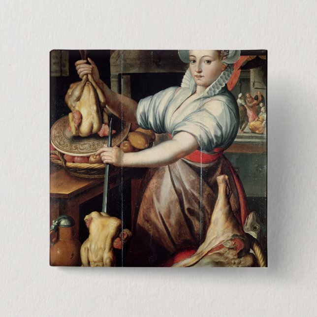 Martha, die Abendessen für Jesus vorbereitet Button (Vorderseite)