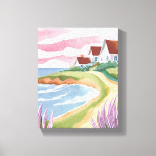 Martha’s Vineyard   Aquarell-Malerei des Strandweg Leinwanddruck