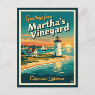 Martha’s Vineyard MA, Edgartown Leuchtturm Postkarte