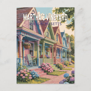 Martha’s Vineyard Massachusetts Illustration Retro Postkarte