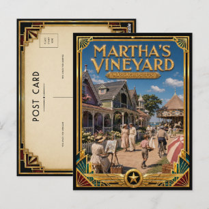 Martha’s Vineyard Massachusetts Vintage Art Deco Postkarte