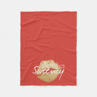 Martha Sweeney Gold Lips Fleece Blanket