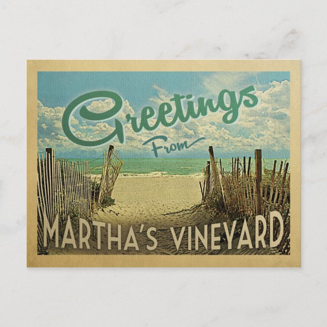 Martha's Vineyard Beach Vintage Travel Postkarte (Vorderseite)