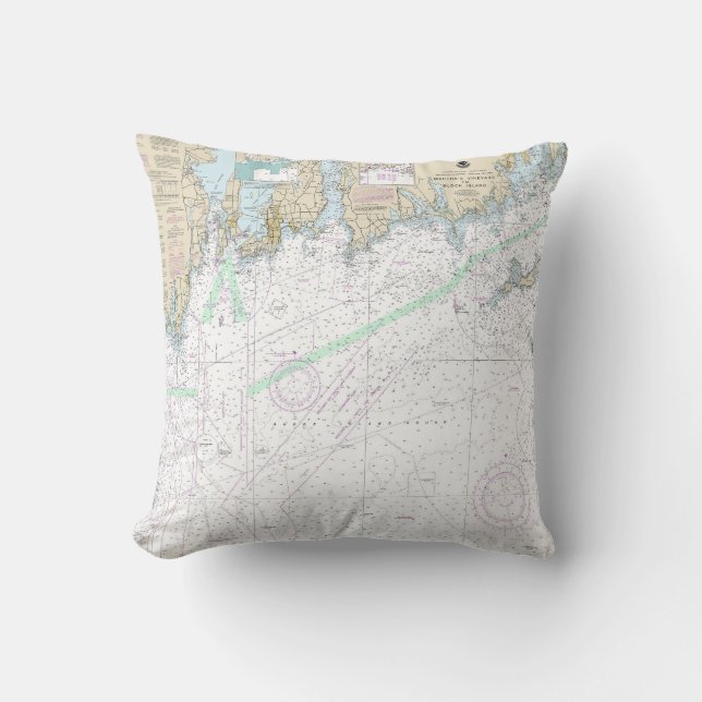 Martha's Vineyard blockiert Island Nautical Chart Kissen (Vorderseite)