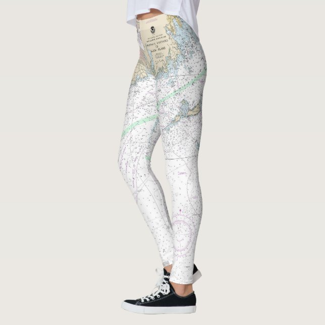 Martha's Vineyard blockiert Island Nautical Chart Leggings (Links)