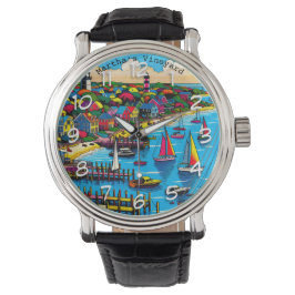 Martha's Vineyard | Farbige Abstrakte Kunst Armbanduhr