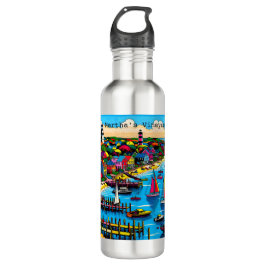 Martha's Vineyard | Farbige Abstrakte Kunst Edelstahlflasche