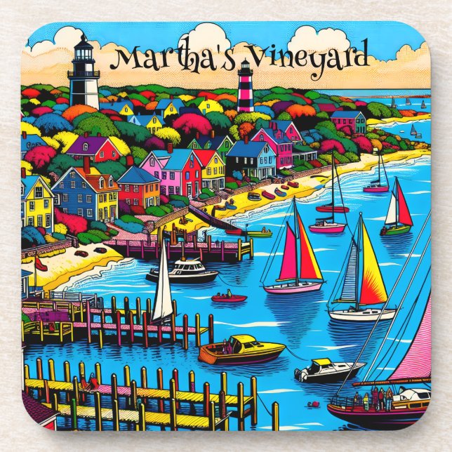 Martha's Vineyard | Farbige Abstrakte Kunst Getränkeuntersetzer (Vorderseite)