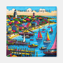 Martha's Vineyard | Farbige Abstrakte Kunst Magnet