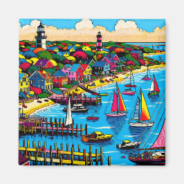 Martha's Vineyard | Farbige Abstrakte Kunst Magnet
