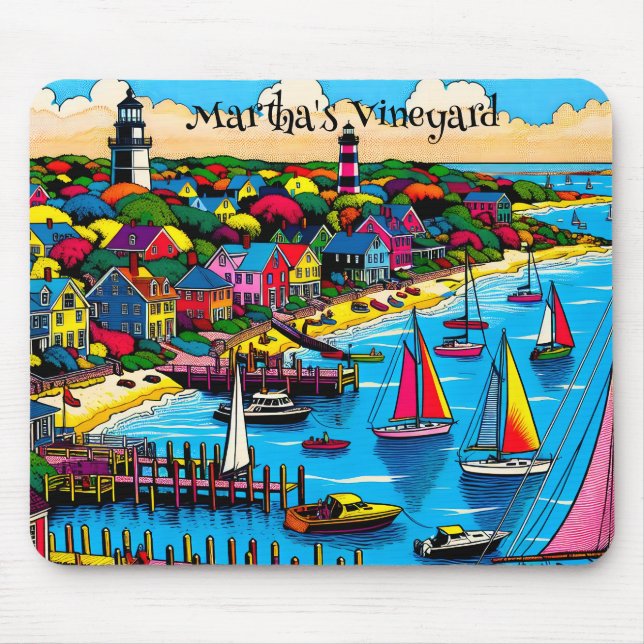 Martha's Vineyard | Farbige Abstrakte Kunst Mousepad (Vorne)