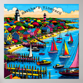 Martha's Vineyard | Farbige Abstrakte Kunst Poster