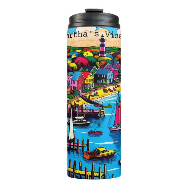 Martha's Vineyard | Farbige Abstrakte Kunst Thermosbecher (Vorderseite)