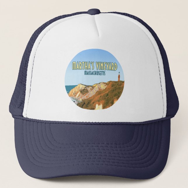 Marthas Vineyard Gay Head Leuchtturm Massachusetts Truckerkappe (Vorderseite)