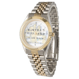 Martha's Vineyard Latitude Longitude Boater Armbanduhr