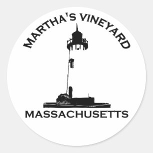 Martha's Vineyard "Lighthouse" Design. Runder Aufkleber