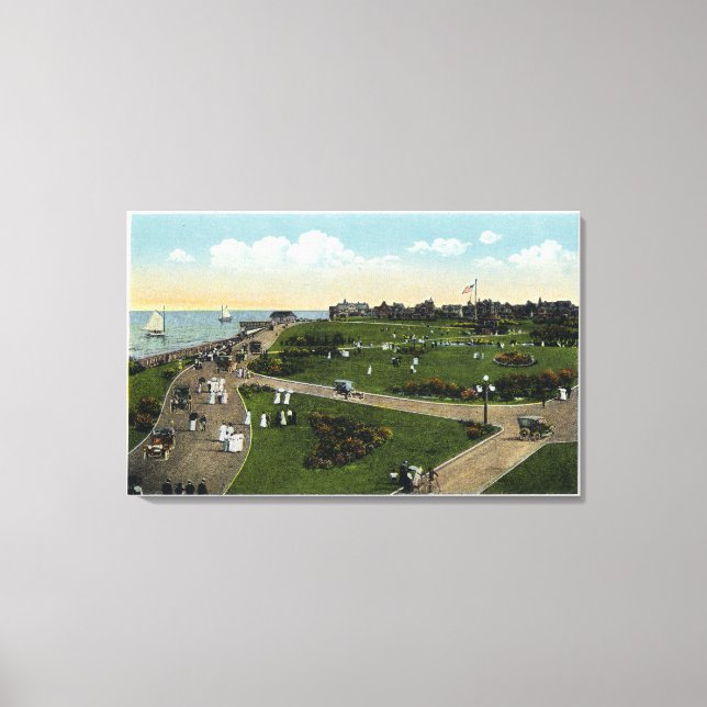 Martha's Vineyard, Luftsicht auf den Ocean Park Leinwanddruck (Vorderseite)