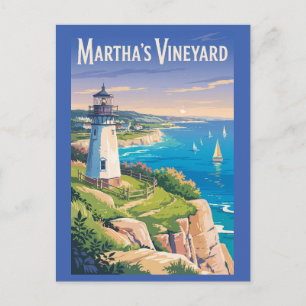 Martha's Vineyard Massachusetts Lighthouse Travel Postkarte