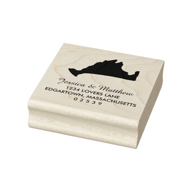Marthas Vineyard Massachusetts Solid Map Wedding Gummistempel (Stempel)
