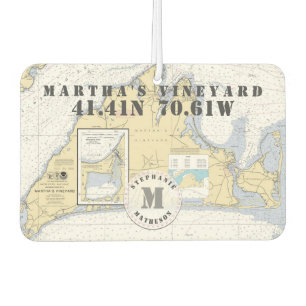 Martha's Vineyard Nautical Chart Monogram Autolufterfrischer