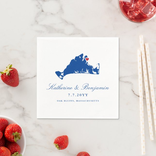 Martha's Vineyard Oak Bluffs Navy Wedding Napkin Serviette (Beispiel)