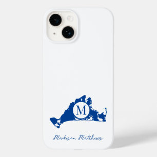 Martha's Vineyard Simple Map Monogram Blue Name Case-Mate iPhone 14 Hülle