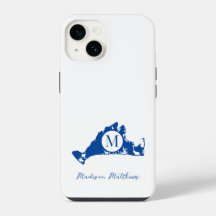 Martha's Vineyard Simple Map Monogram Blue Name