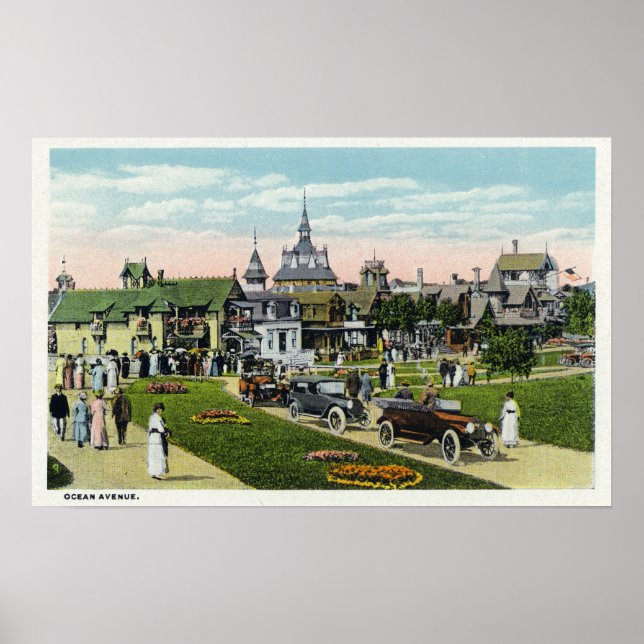 Martha's Vineyard, View of Ocean Avenue Poster (Vorne)