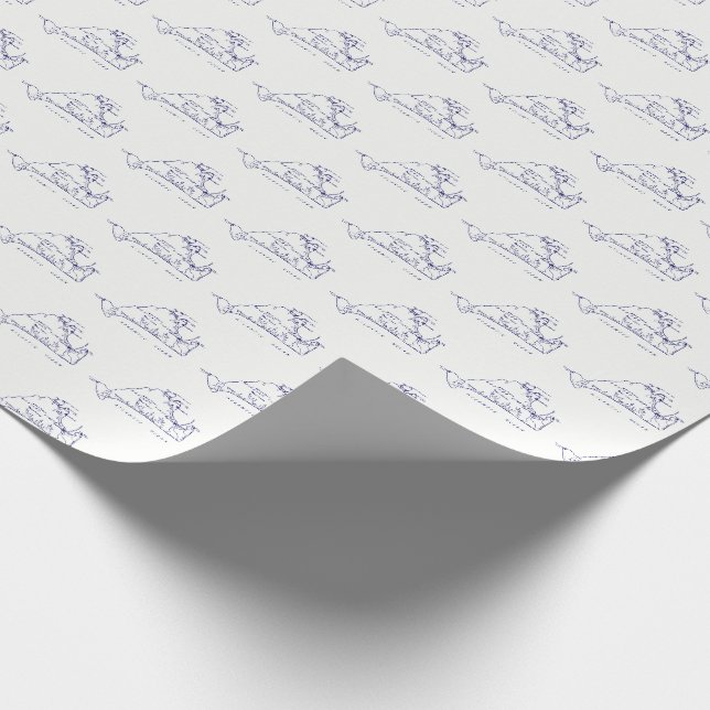 Martha's Vineyard Vintag Map #1 Navy Blue Geschenkpapier (Ecke)