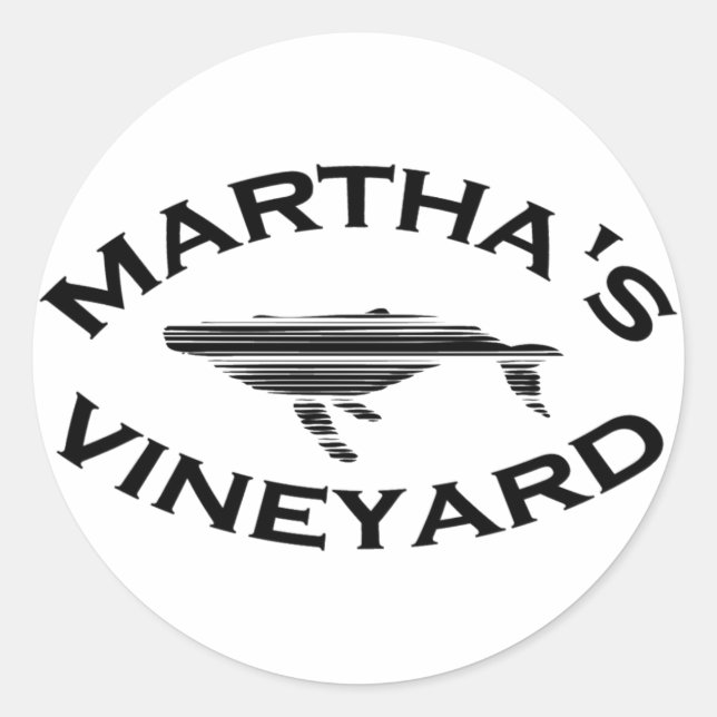 Martha's Vineyard "Whale" Design. Runder Aufkleber (Vorderseite)