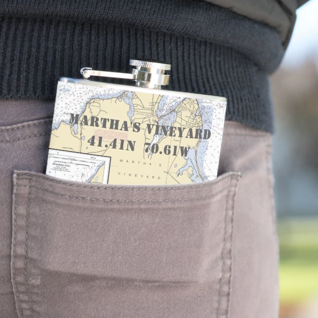 Martha's Weingarten Breitengrad Nautik Flachmann (Beispiel)
