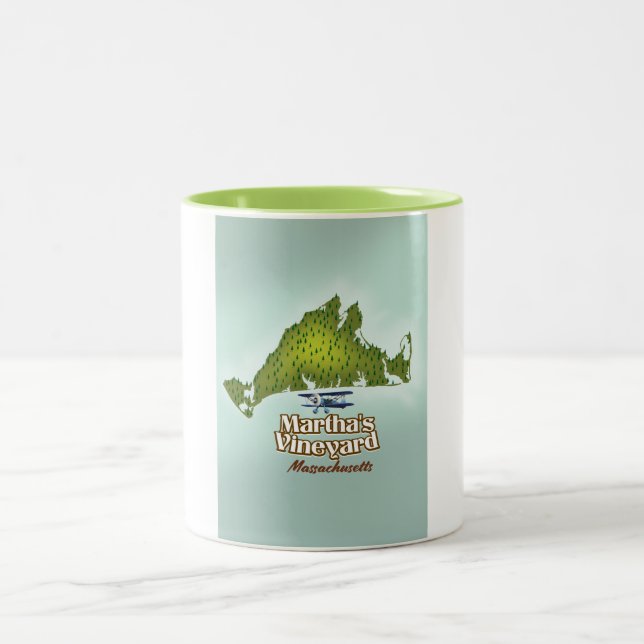 Martha's Weingarten Massachusetts Reiseplakat Zweifarbige Tasse (Mittel)